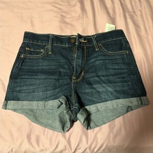 Hollister Dark Blue Rolled Cuff Denim Shorts